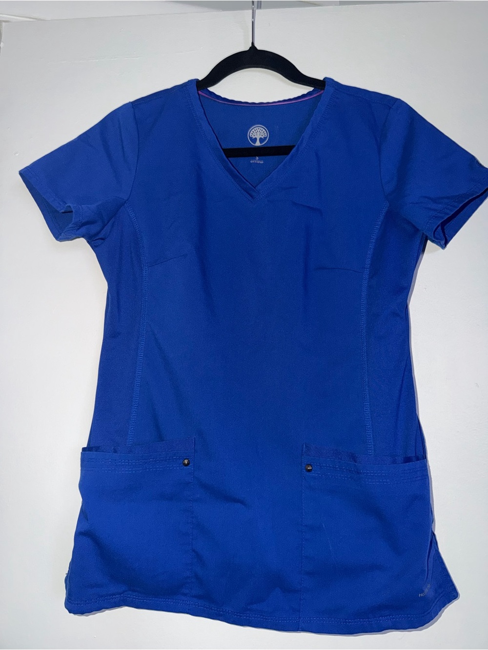 healing hands Royal Blue V-Neck Scrub Top - Picture 2 of 4